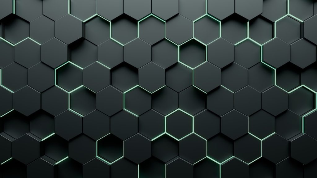 a-black-and-green-background-with-hexagonal-shapes-o-d3p035ou0