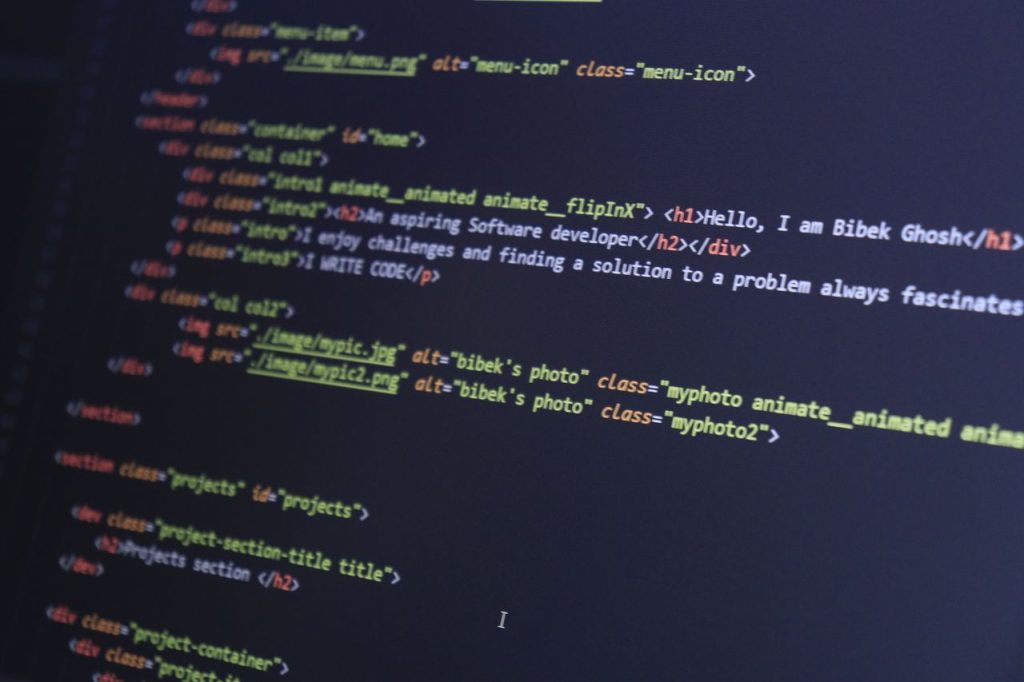 Colorful HTML code displayed on a computer screen for programming projects.